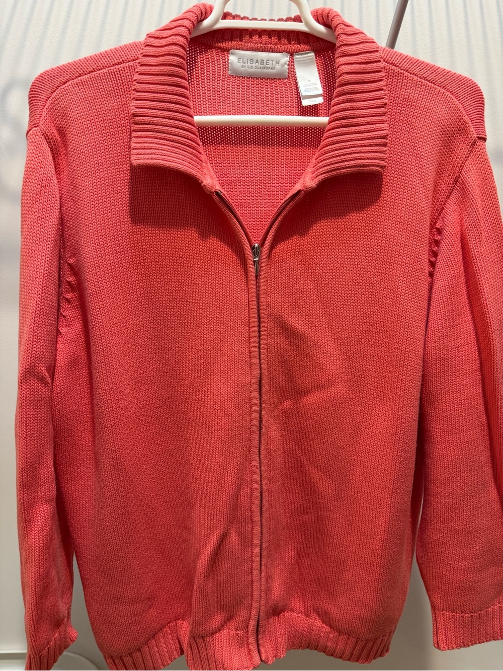 Elisabeth by Liz Claiborne Coral Zip-Up Cardigan